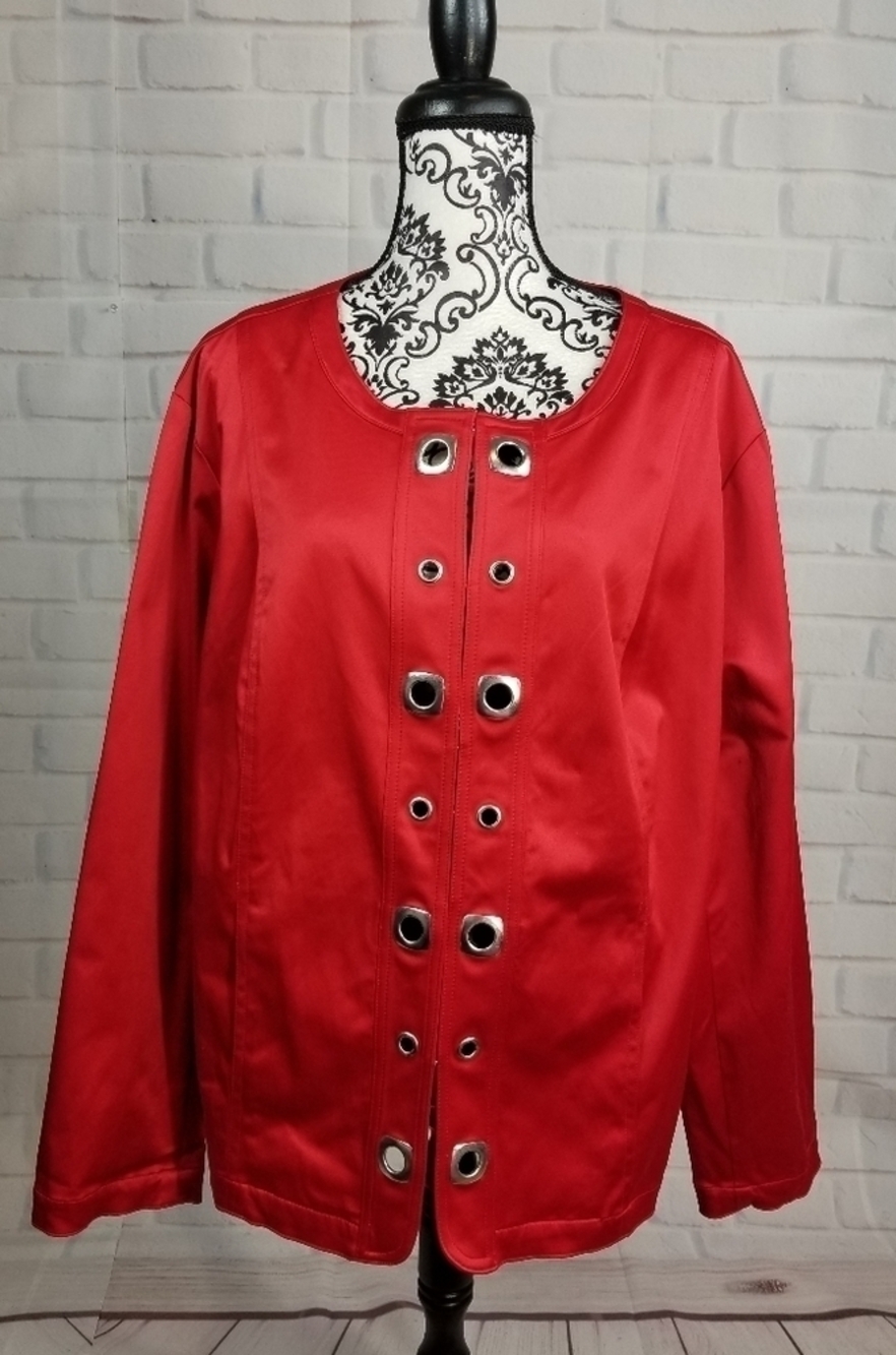 Susan Graver  front long sleeve stretch jacket 3x